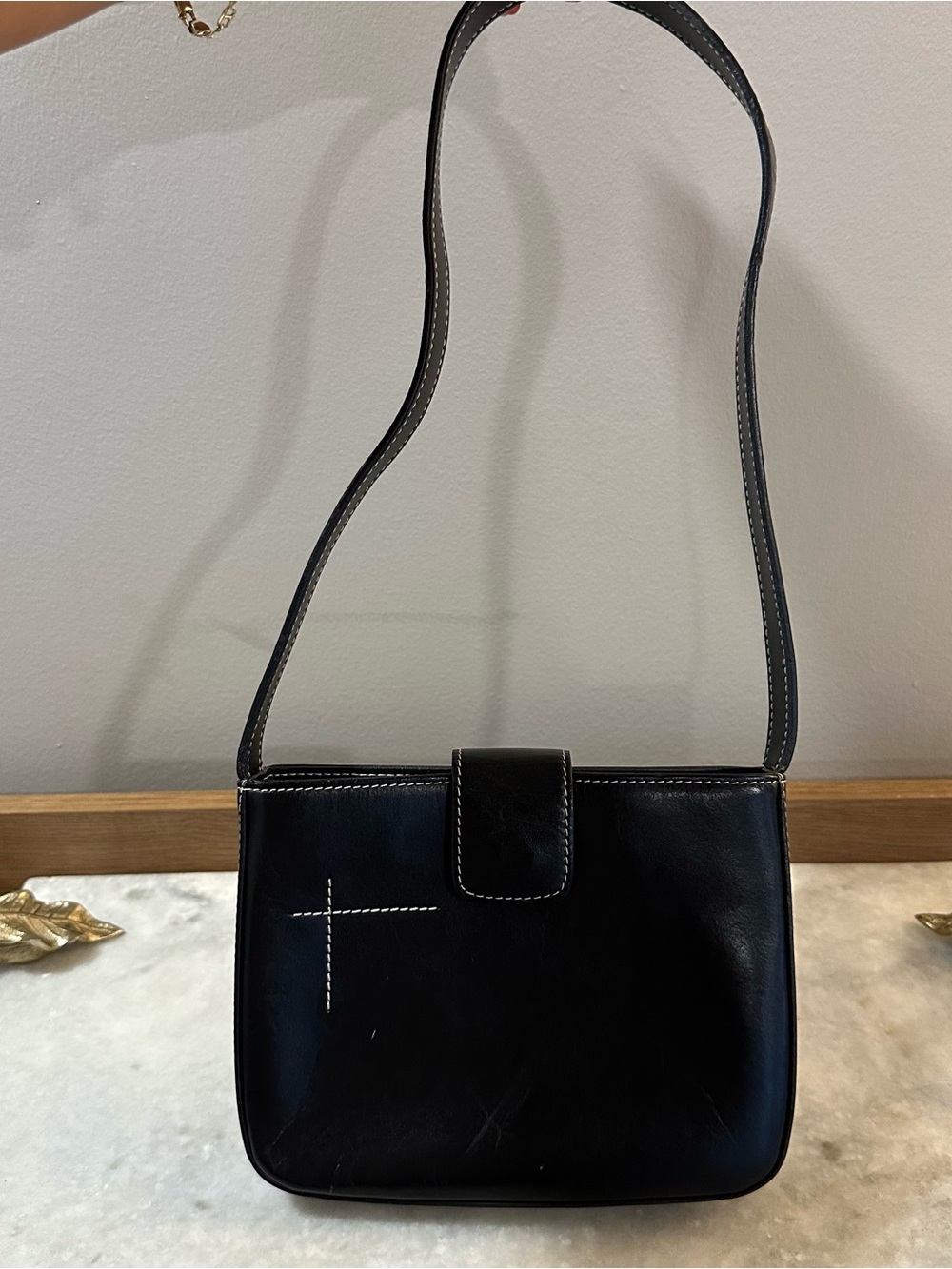Y2K Small Purse Black Leather Shoulder Bag
